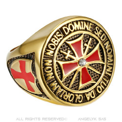 BA0177 BOBIJOO Jewelry Anillo de Moneda Caballero Templario Todo de Oro fino de Oro
