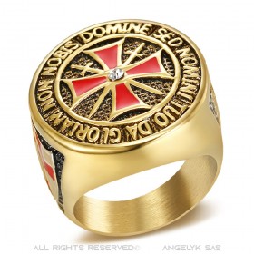 BA0177 BOBIJOO Jewelry Anillo de Moneda Caballero Templario Todo de Oro fino de Oro