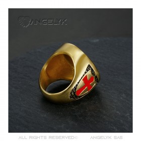 BA0177 BOBIJOO Jewelry Ring Currency Knight Templar All fine Gold Golden