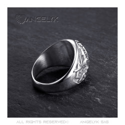 BA0021 BOBIJOO Jewelry Signet Ring freemason Master Black Silver Steel