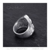 Bague Chevalière Fleur de Lys Acier Argent Templier bobijoo