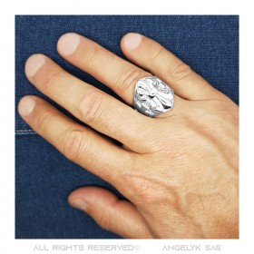 BA0196 BOBIJOO Jewelry Ring Signet ring Fleur-de-Lys Steel Silver Templar