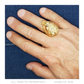 BA0208 BOBIJOO Jewelry Anillo Anillo anillo de Cabeza de León de Oro Chapado en Acero Hombre