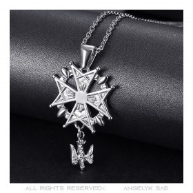 PE0155S BOBIJOO Jewelry Cross pendant Huguenot Protestant South Steel 316L + Chain