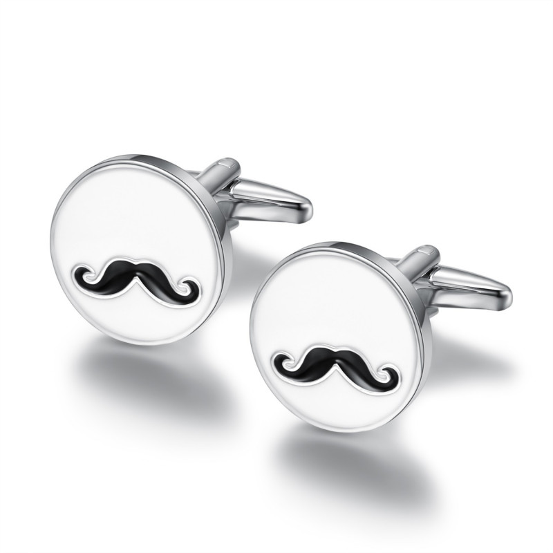 BM0039 BOBIJOO Jewelry Cufflinks, Round Blank Email to Moustache BM0039 BOBIJOO Jewelry Cufflinks, Round Blank Email to Moustache