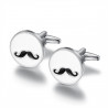 BM0039 BOBIJOO Jewelry Cufflinks, Round Blank Email to Moustache