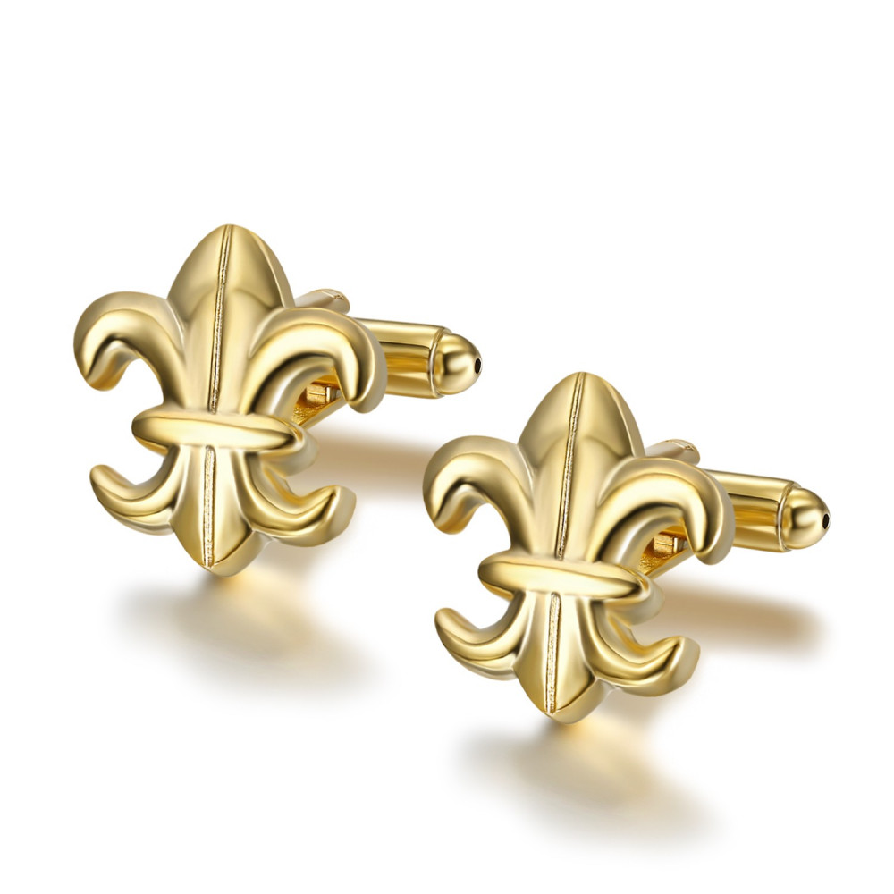 BM0040 BOBIJOO Jewelry Gemelos de Oro Fleur-de-Lys de Francia