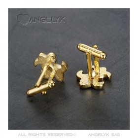 BM0040 BOBIJOO Jewelry Cufflinks Gold Fleur-de-Lys of France