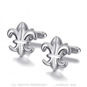 BM0041 BOBIJOO Jewelry Cufflinks Silver Fleur-de-Lys of France