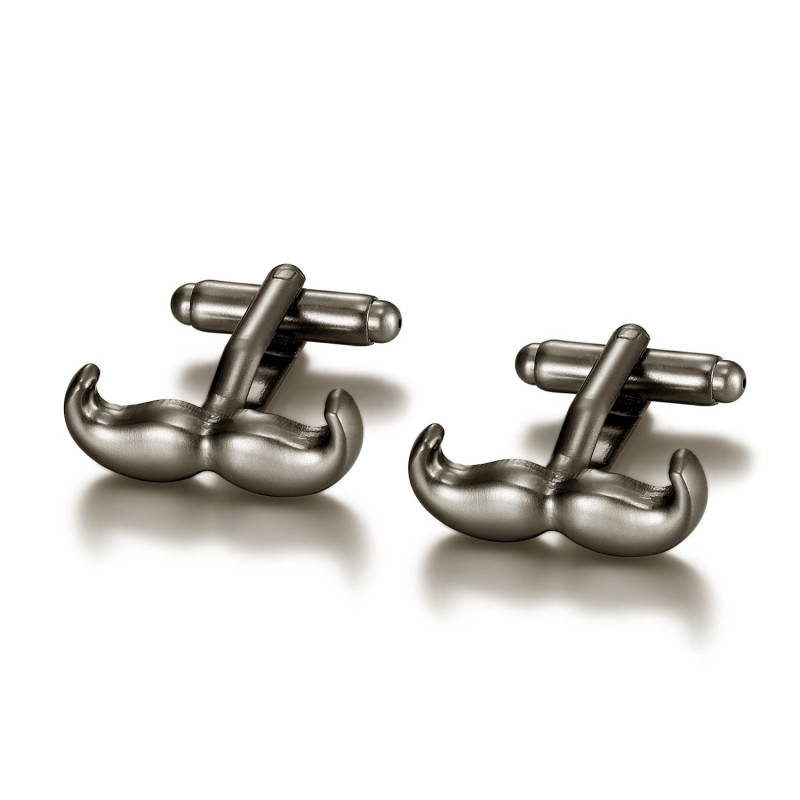 BM0043 BOBIJOO Jewelry Cufflinks Brass Mouse Grey Mustache