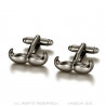 BM0043 BOBIJOO Jewelry Cufflinks Brass Mouse Grey Mustache