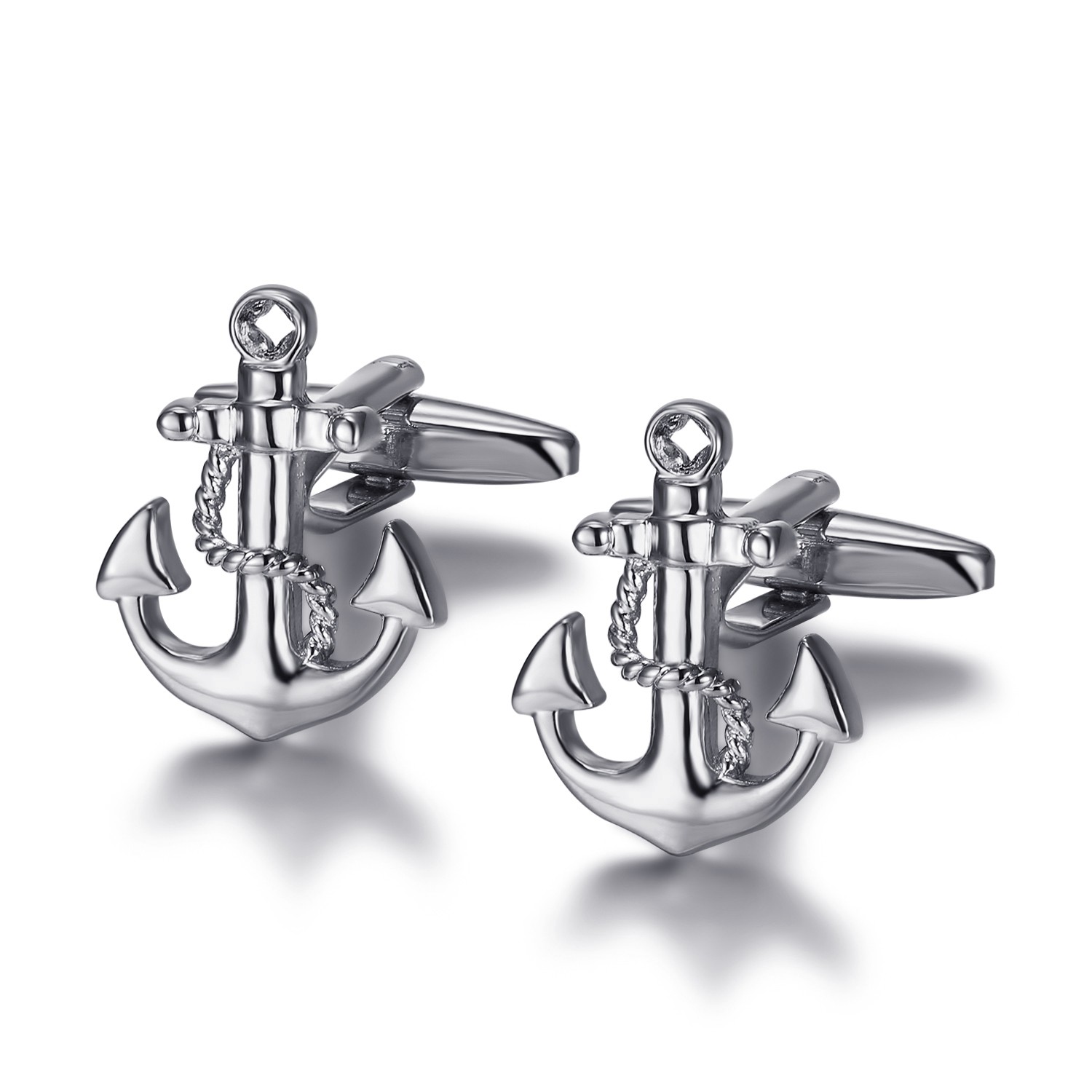 BOBIJOO Jewelry Paire de Boutons de Manchette Ancre Marine Mouillage Esp/érance Argent/é