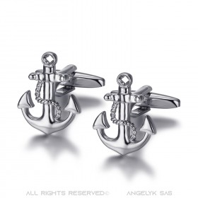 BM0045 BOBIJOO Jewelry Cufflinks Anchor Navy Silver