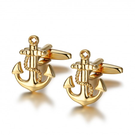 BM0044 BOBIJOO Jewelry Cufflinks Anchor Navy Gold