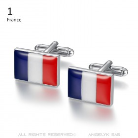 BM0046 BOBIJOO Jewelry Cufflinks Flag FR DE ES IT UK Choice of