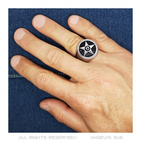 BA0374 BOBIJOO Jewelry Ring Siegelring Freimaurer-Pentagramm Stern G