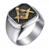 BA0375 BOBIJOO Jewelry Ring Siegelring Freimaurer-Quadrat Silber Gold G