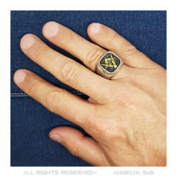 BA0375 BOBIJOO Jewelry Ring Signet ring Masonic Square Silver Gold G