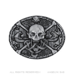 BC0011 BOBIJOO Jewelry Belt buckle Skull Crossbones Death's Head Snake