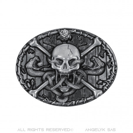 BC0011 BOBIJOO Jewelry La hebilla del cinturón de bandera pirata del Cráneo de la Muerte de la Cabeza de Serpiente