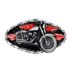 BC0016 BOBIJOO Jewelry Hebilla del cinturón de la Motocicleta de la Bici de la Cadena, Fuego Rojo