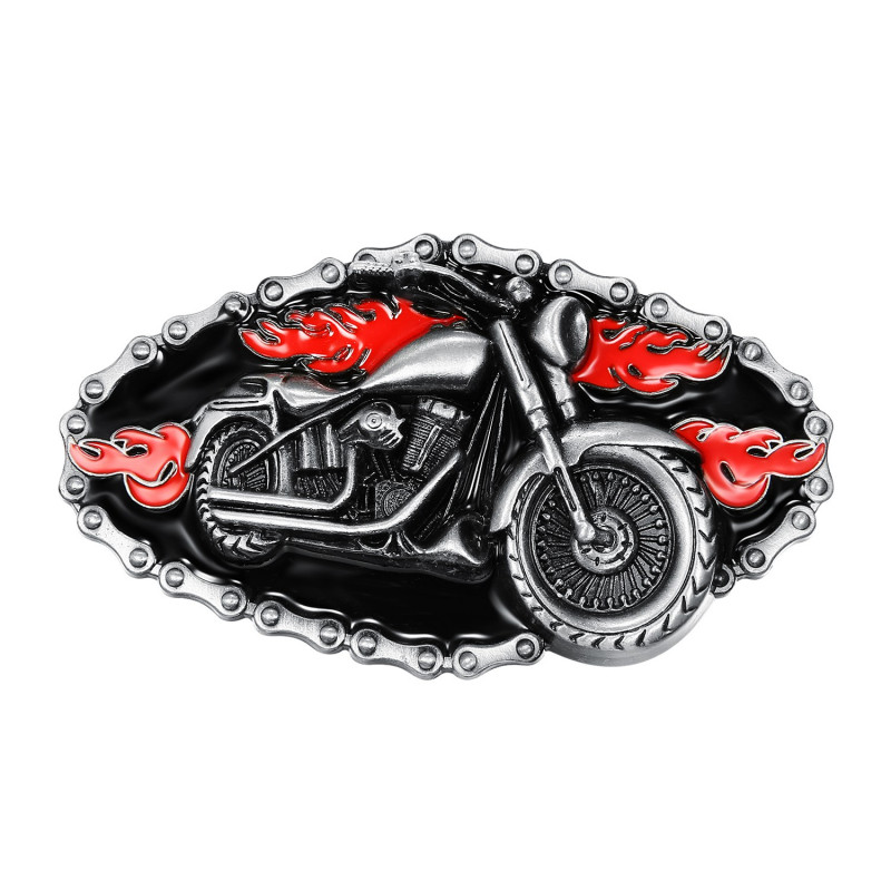 BC0016 BOBIJOO Jewelry Belt buckle Motorcycle Bike Chain, Red Fire