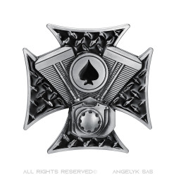 BC0018 BOBIJOO Jewelry Gürtelschnalle Kreuz Templer-As Pik-Motor V-Twin