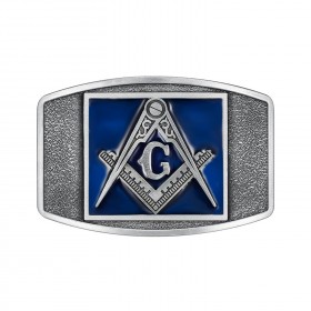 Blue Enamel Freemason Belt Buckle bobijoo