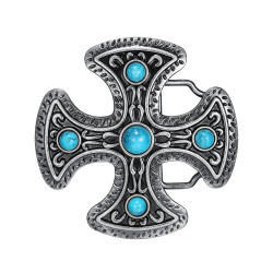 BC0031 BOBIJOO Jewelry Gürtelschnalle Kreuz Pattée Türkis
