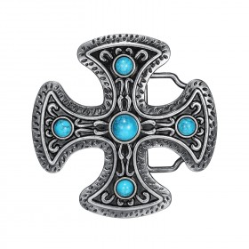 Boucle de Ceinture Croix Pattée Turquoises bobijoo