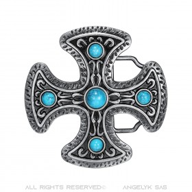 Cross Pattée Turquoise Belt Buckle bobijoo