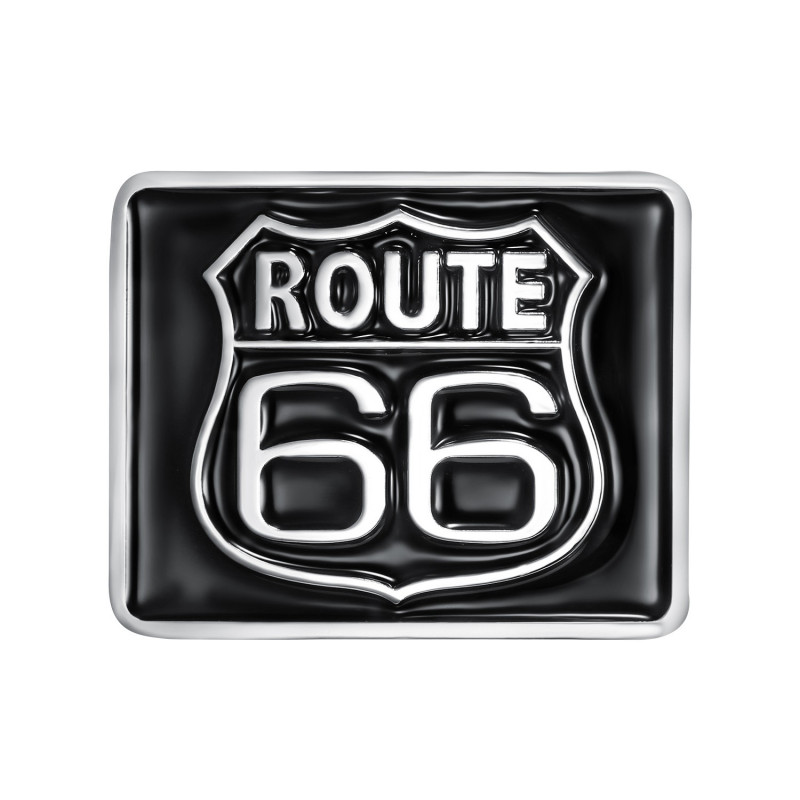 Route 66 Quadratische Gürtelschnalle aus schwarzer Emaille Bobijoo