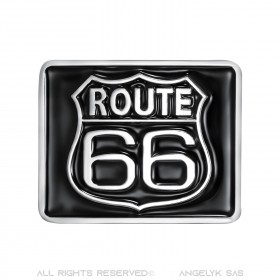 Boucle de Ceinture Carrée Route 66 Email Noir bobijoo