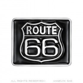 Hebilla de cinturón cuadrada Route 66 bobijoo esmaltado negro