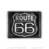 Route 66 Quadratische Gürtelschnalle aus schwarzer Emaille Bobijoo
