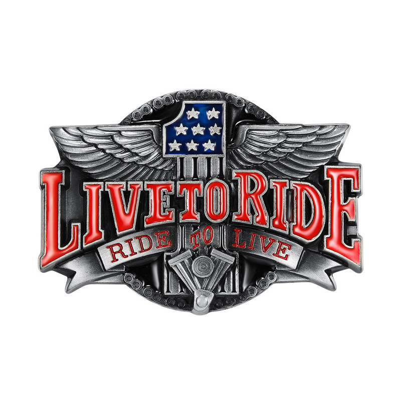 Belt Buckle Live To Ride USA Flag bobijoo