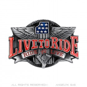 Belt Buckle Live To Ride USA Flag bobijoo