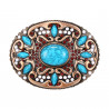 Ovale Gürtelschnalle aus türkisfarbener Bronze, bobijoo
