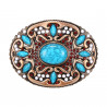 Turquoises Bronze Oval Belt Buckle bobijoo