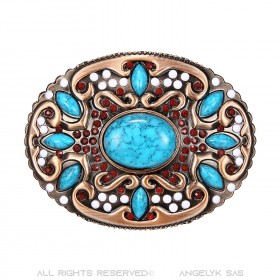 Turquoises Bronze Oval Belt Buckle bobijoo