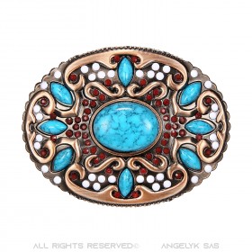 Ovale Gürtelschnalle aus türkisfarbener Bronze, bobijoo