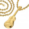 PE0175B LE BAGACIER Anhänger Gitarre Reisenden Gipsy Stahl-Gold + Kette-Kaffee -