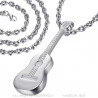 PE0175SB LE BAGACIER Pendant Guitar Traveller Gipsy Steel 316L + Chain Coffee