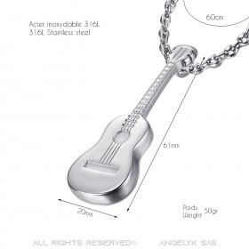 PE0175SB LE BAGACIER Anhänger Gitarre Reisenden Gipsy-Stahl 316L + String, Kaffee -