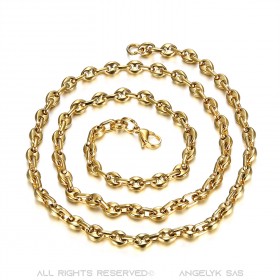 COH0021 BOBIJOO Jewelry High quality steel and gold coffee bean chain