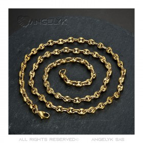 COH0021 BOBIJOO Jewelry Cadena de granos de café de acero y oro de alta calidad.