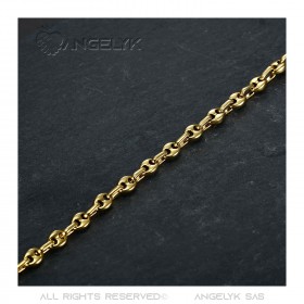 COH0021 BOBIJOO Jewelry High quality steel and gold coffee bean chain