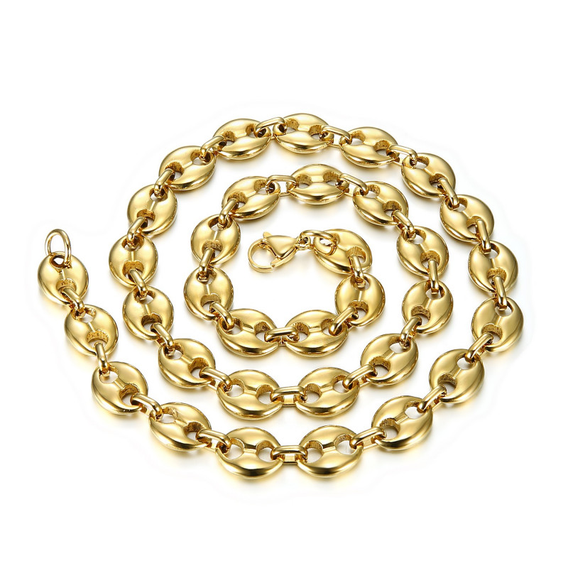 COH0021 BOBIJOO Jewelry Cadena de granos de café de acero y oro de alta calidad. COH0021 BOBIJOO Jewelry Cadena de granos de café de acero y oro de alta calidad.