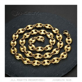 COH0021 BOBIJOO Jewelry Cadena de granos de café de acero y oro de alta calidad.