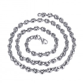 COH0022 BOBIJOO Jewelry High quality silver steel coffee bean chain